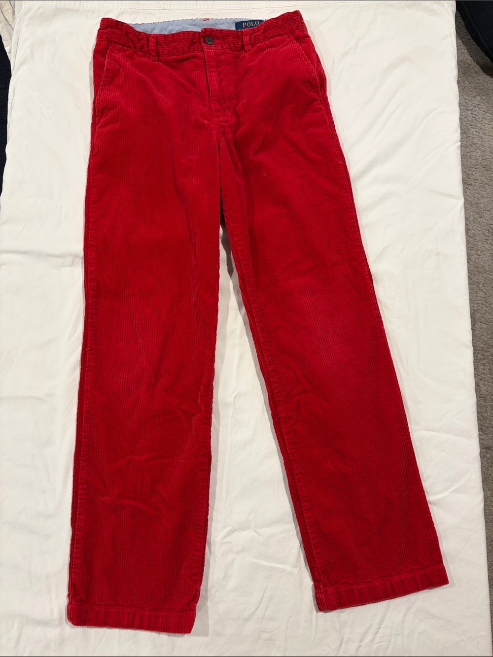 Polo by Ralph Lauren Bright Red Corduroy Kids Pants Size 14 Christmas Holidays